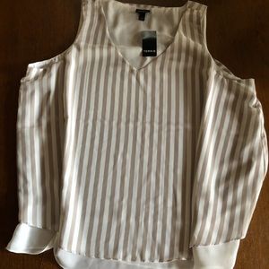 Torrid stripe chiffon double layer tan shirt